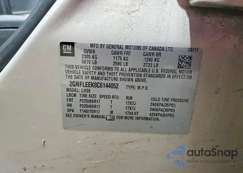 2012 Chevrolet Equinox Lt from USA, damaged, VIN 2GNFLEEK8C6144052